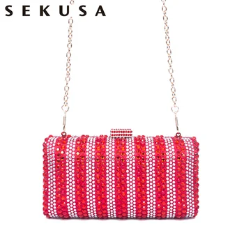 

SEKUSA Small day clutch bags rhinestones wedding bridal handbags party dinner evening bags