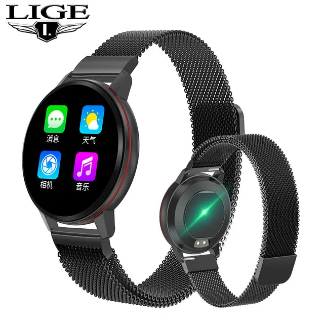 mesh black Новые LIGE повседневные Модные Смарт-часы для мужчин фитнес-трекер лучший бренд Роскошный кожаный ремешок водонепроницаемые спортивные умные часы - Цвет: mesh black