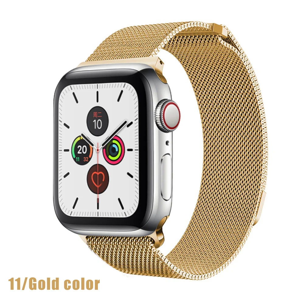 Миланская петля для apple watch серии 1 2 3 4 5 ремешок для iwatch ремешок из нержавеющей стали магнитная пряжка 38 мм 40 мм 42 мм 44 мм браслет - Цвет ремешка: Gold Color