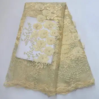 

High Quality Nigerian Lace Fabrics For Wedding 2019 African French Lace Fabric 3D Flowers french tulle lace fabrics BSG05