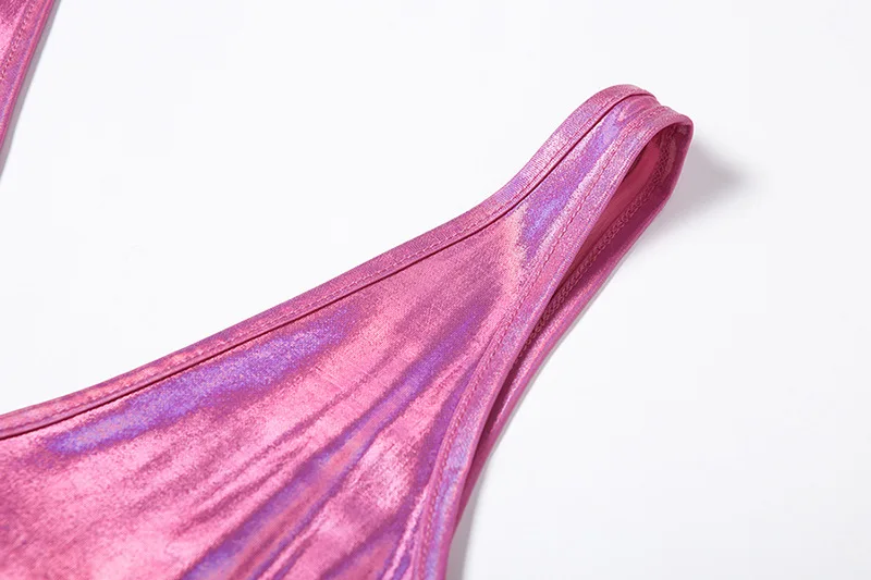 ANJAMANOR фиолетовая блестящая голографическая облегающая одежда, вечерние платья без рукавов, Открытые Сексуальные клубные платья, Бандажное мини-платье, D83-I80