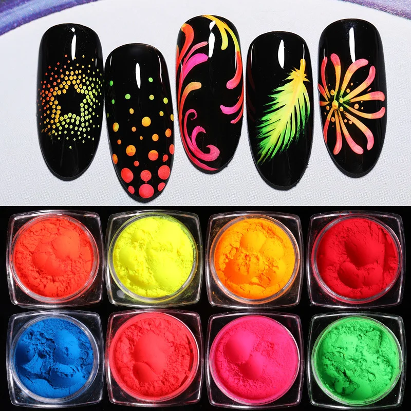 1 коробка порошок неонового пигмента глянцевые гель для ногтей пыли