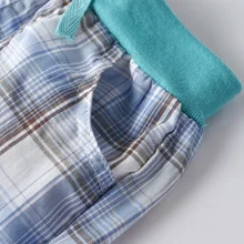 Детские клетчатые штаны из чистого хлопка; Детские эластичные повседневные шорты в рубчик