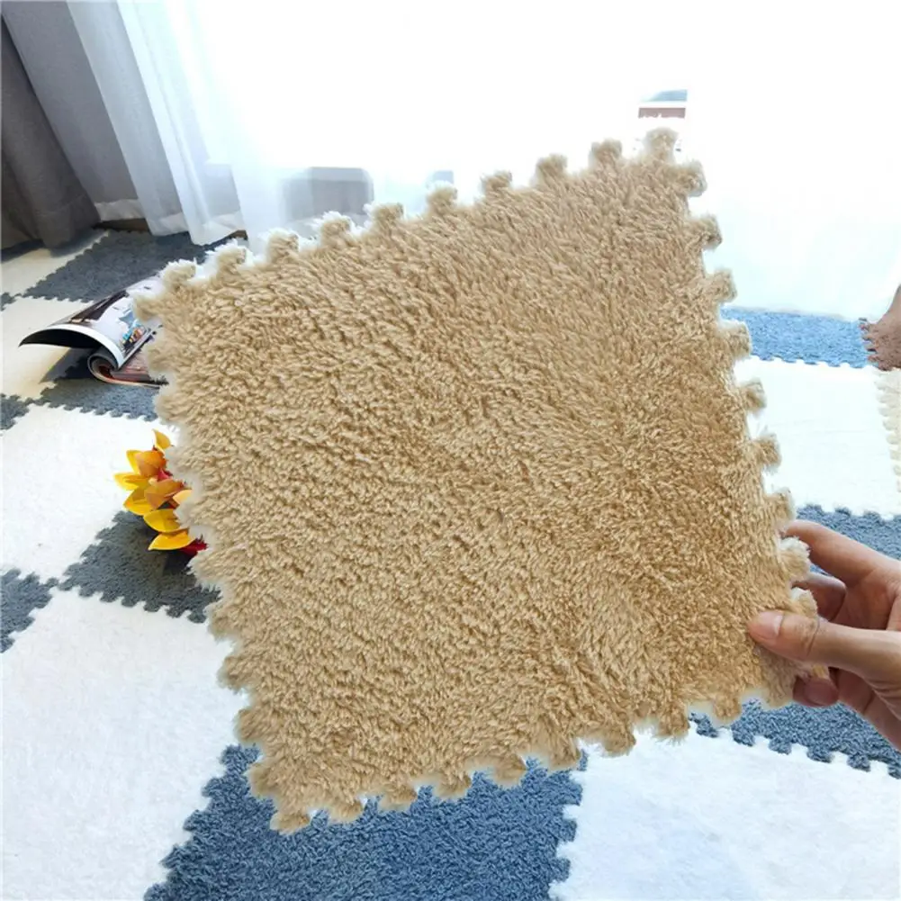 Convenient to Clean Long Lasting Fluffy Carpet Tiles Plush Area Rug for
