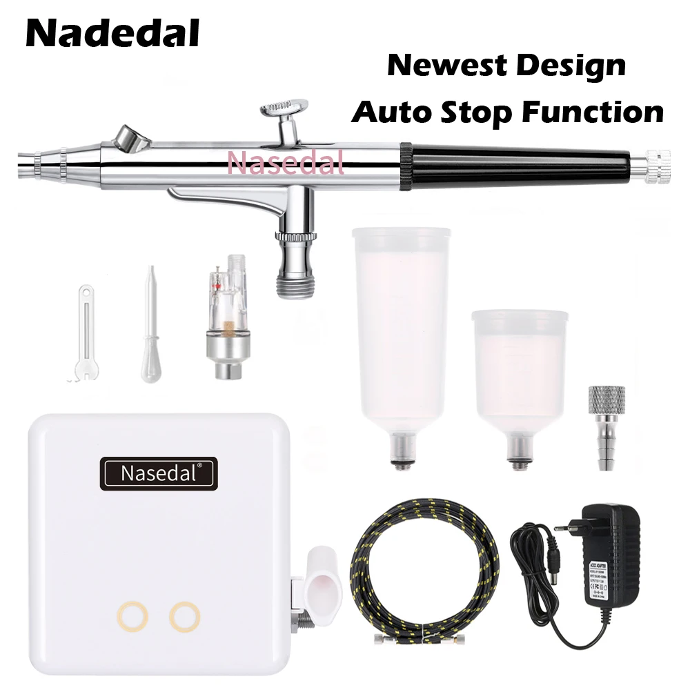 

Nasedal NT-34 Auto-Stop Airbrush Compressor 20cc/40cc 0.3mm Spray Gun Air Brush Makeup Painting Decoration Pneumatic Tools
