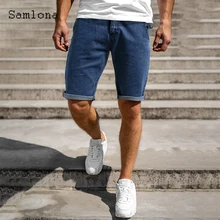 Samlona pantalones cortos de moda occidental para hombre, Vaqueros rectos, informales, clásicos, fáciles de combinar, sin cinturón, novedad de verano