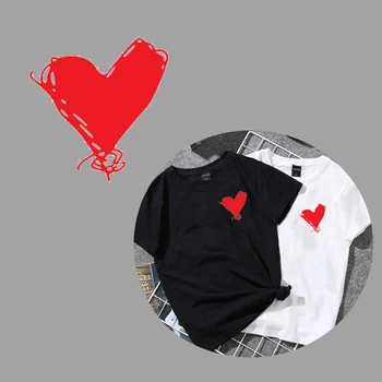 

Red Heart Patch Heat Transfer Vinyl Stickers for Clothing DIY T-shirt Appliques Stripes on Clothes Thermal Press