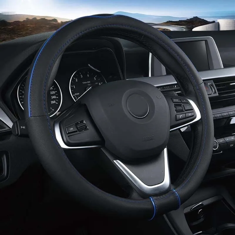 steering Covers B Кожаный Универсальный автомобильный чехол на руль 37 см-38 см, автомобильный Стайлинг, автомобильные чехлы на руль, противоскользящие - Название цвета: steering Covers B