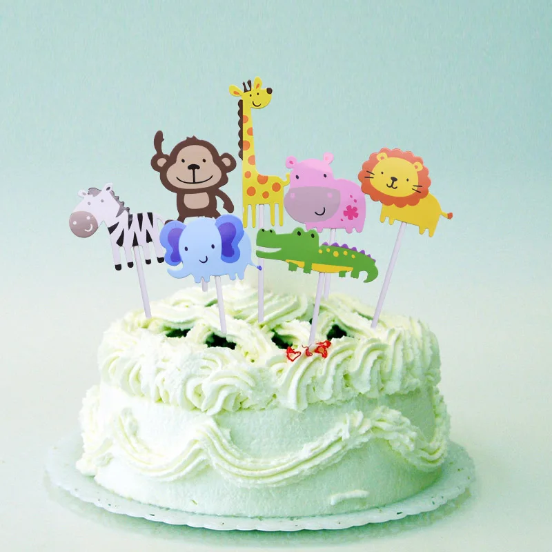 7 шт./компл. джунгли животное, кекс фигурки жениха и невесты; детских празднований дня рождения торт Топпер Декор, писчая бумага, подставки для кексов карты Дети пользу