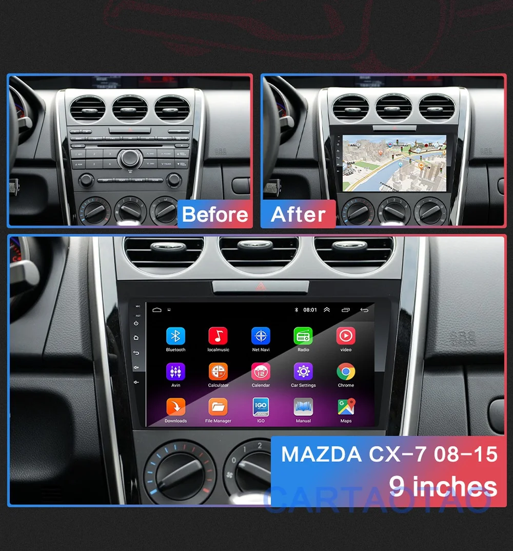 2G+ 32G " 2din Android 8,1 GO автомобильный dvd-плеер для MAZDA CX-7 CX7 CX 7 2008 2009- автомобильный Радио gps навигация wifi BT плеер