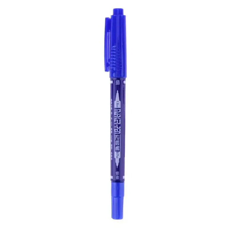 Синий Low Price Wholesale Permanent Markers Double Head Drawing Sketch Finliner Graphic Waterproof School Office Stationery Oily Pen - Цвет: Синий
