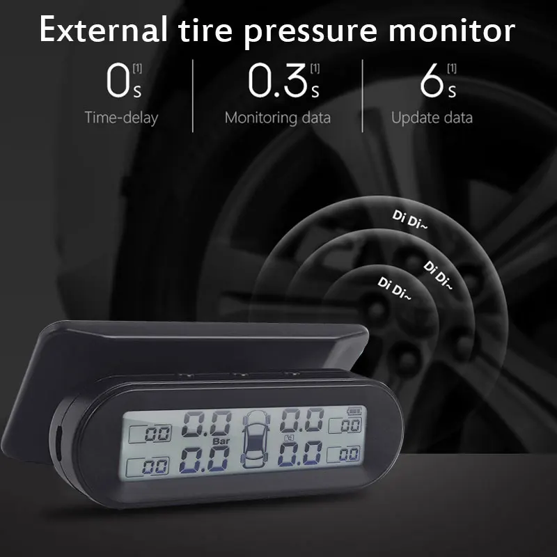 Ceny Vehemo lcd do samochodu TPMS z 4 zewnętrznymi wbudowanymi czujnikami systemy alarmowe bezpieczeństwa Auto TPMS monitorowanie ciśnienia w oponach System Gauge