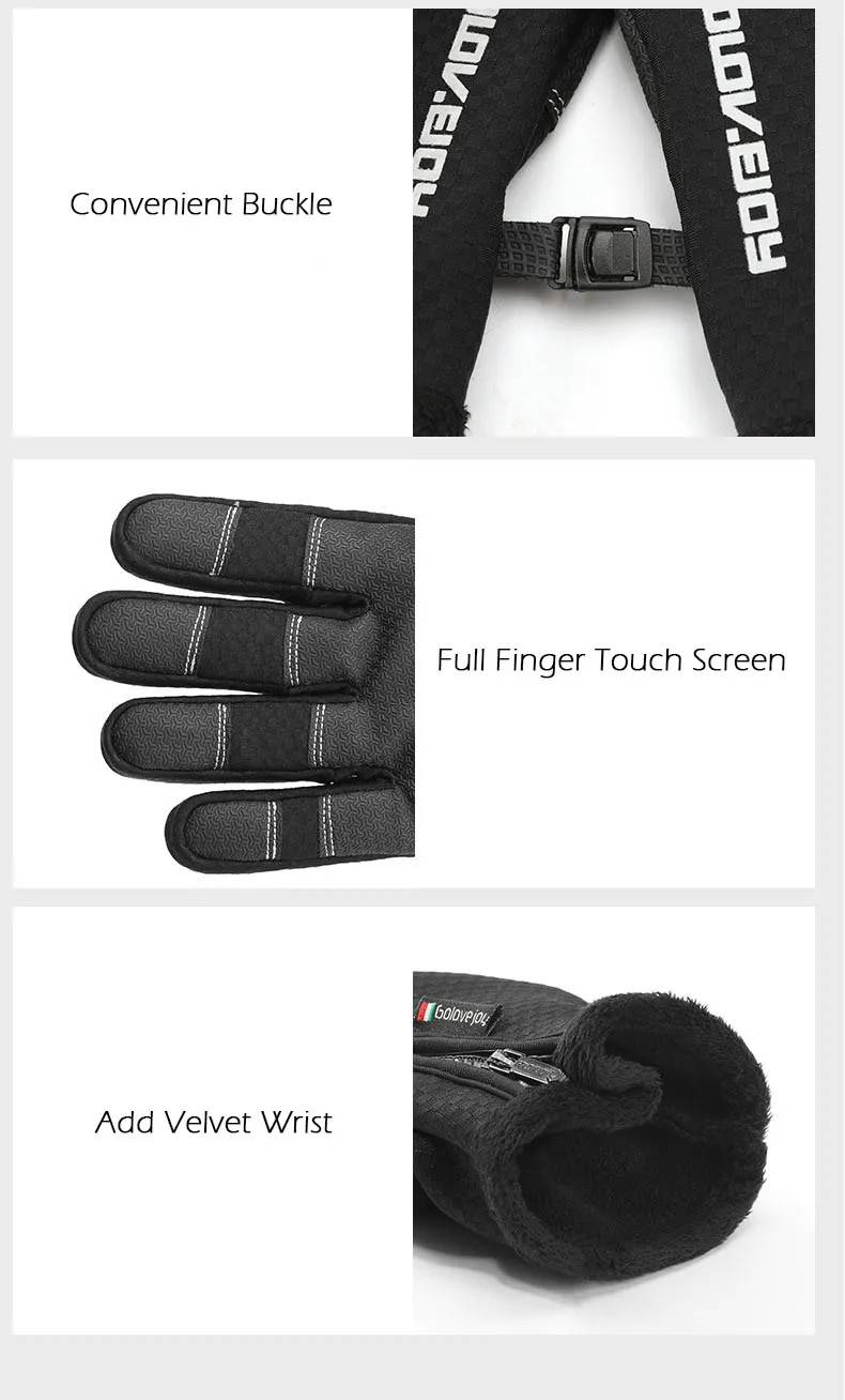 Зимние водонепроницаемые мотоциклетные велосипедные перчатки с сенсорным экраном для женщин и мужчин, теплые бархатные спортивные перчатки для катания на лыжах