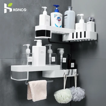 

Konco Corner Shower Shelf Bathroom Shampoo Shower Shelf Holder Kitchen Storage Rack Organizer Wall Mounted Bathroom Accessories