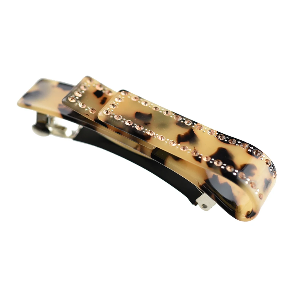 Cellulose Acetate Hair Barrette Spring Clamp Women Hairwear Leopard Pattern