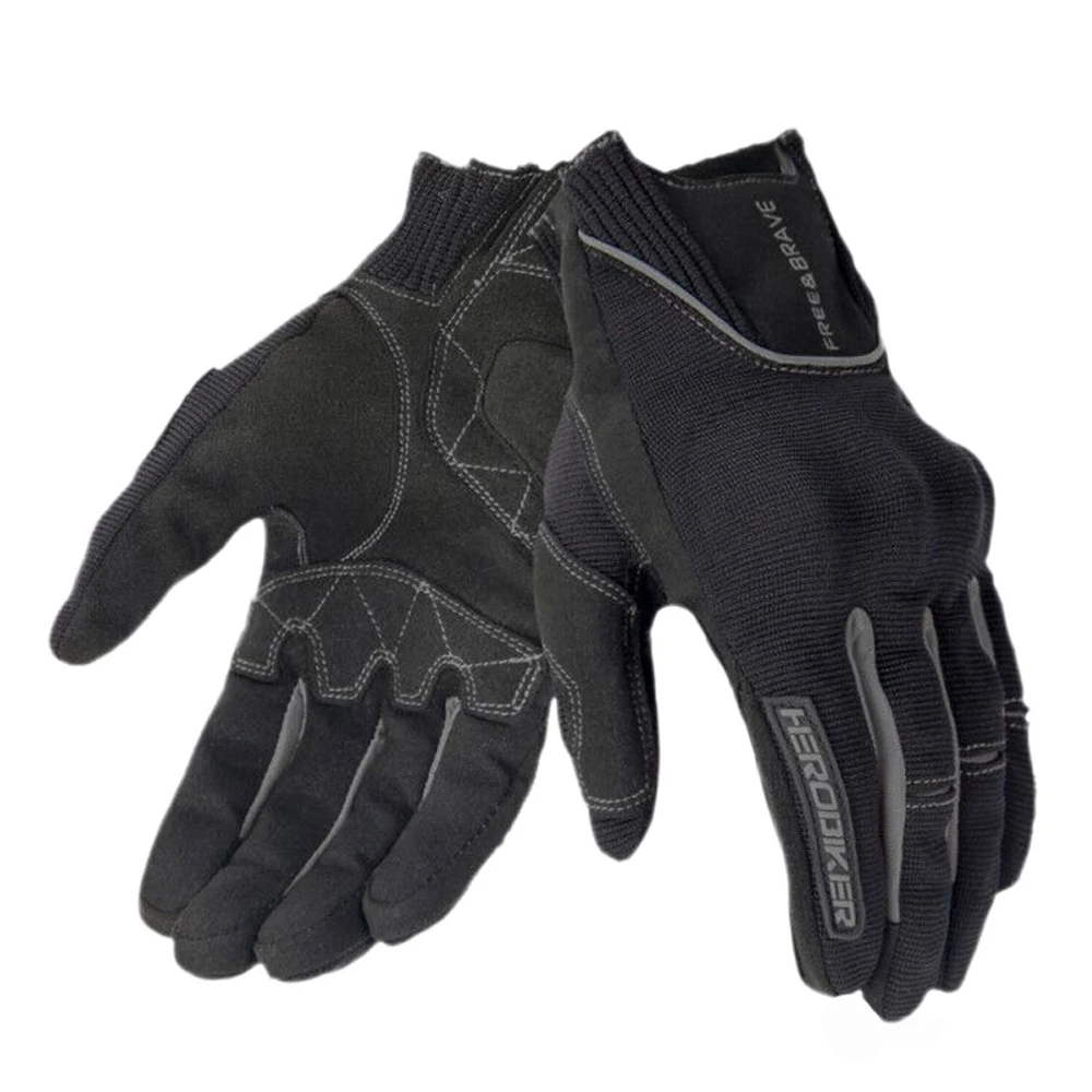 Перчатки для мотоцикла HEROBIKER, мотоциклетные перчатки Gant Moto с сенсорным экраном, перчатки для мотокросса, дышащие перчатки для гонок, езды на мотоцикле, перчатки Guantes - Цвет: B1 Black