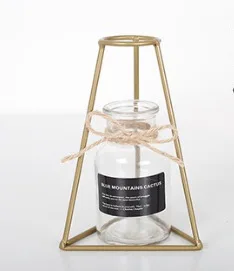 C without bottle Металлическая проволочная ваза для цветов нордическая металлическая подставка под Цветок Цветочные подставки Цветочная композиция вазы золото скандинавские украшения дома - Цвет: C without bottle