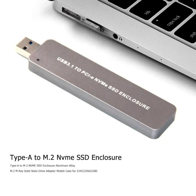 M.2 SSD чехол USB 3,1 type-A к M.2 NVME PCI-e SSD корпус M.2 M-Key твердотельный накопитель адаптер мобильный чехол для 2242/2260/2280
