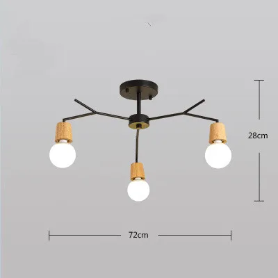 Скандинавский винтажный Лофт деревянный потолочный светильник s для гостиной Ретро E27 лампа светильник Современный домашний светильник - Цвет абажура: 3 heads
