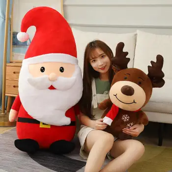 

Lovely Santa Claus Elk Plush Doll Christmas Decoration Gifts Plush 23/40/50/60Cm Desktop Child Size Birthday Doll Ornament Gift