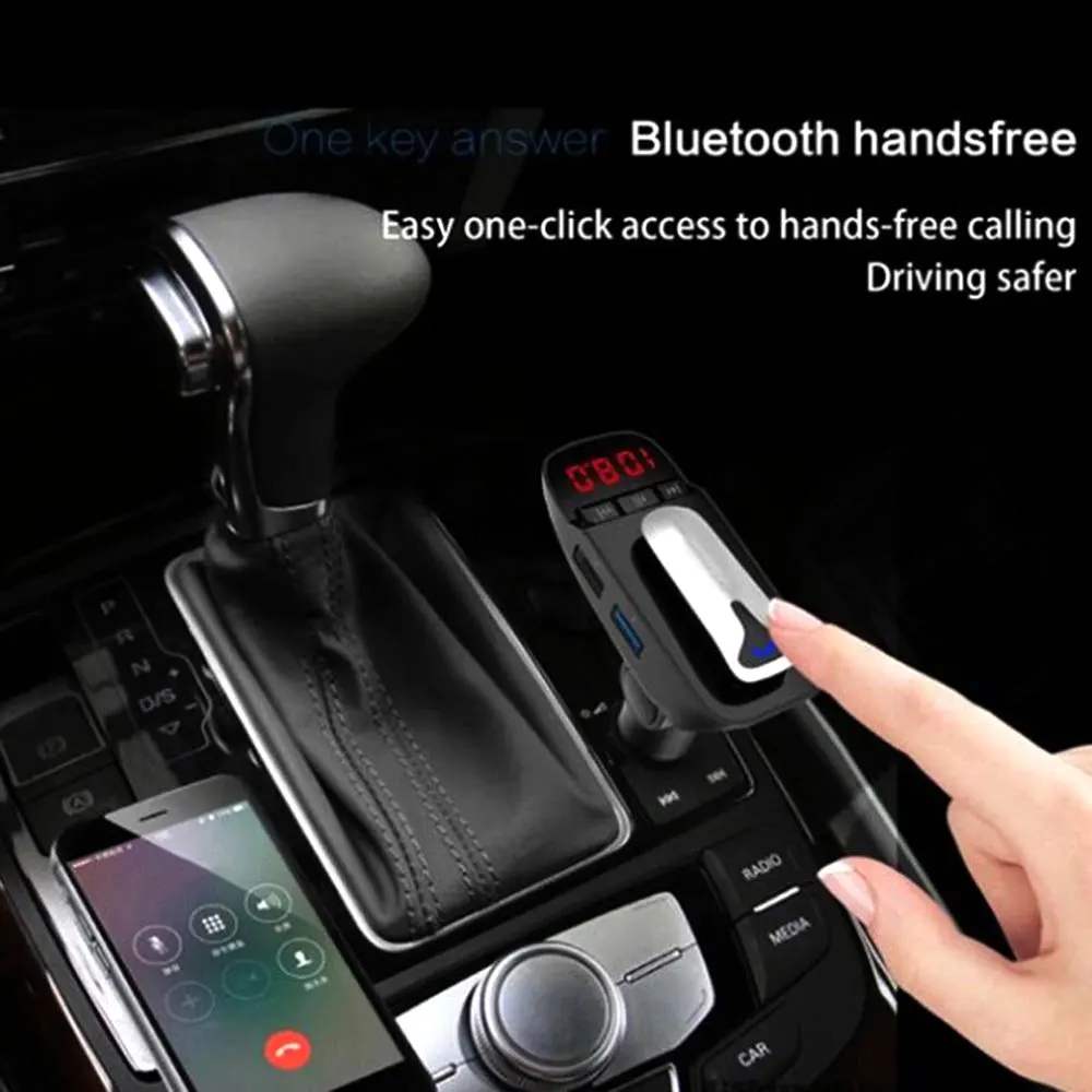 1 шт. ER9 Автомобильный Bluetooth Handsfree FM передатчик аудио Музыка MP3 плеер Поддержка TF карты и U диск воспроизведения