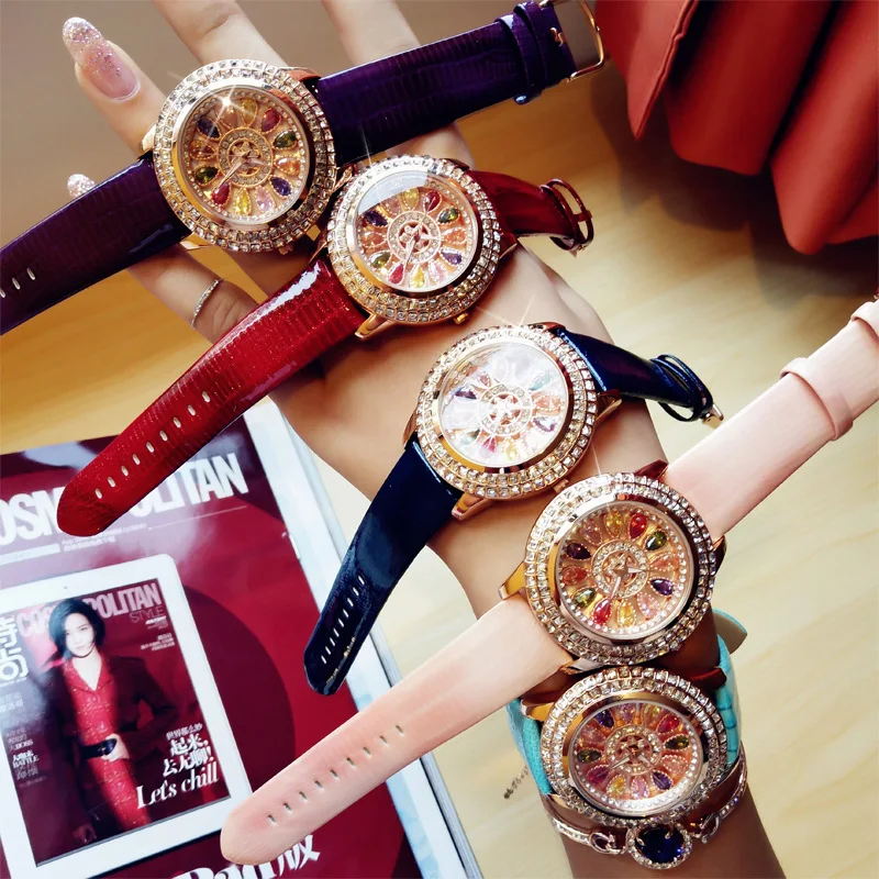 

Full Drill Watch Women's Color Drill Genuine Belt Fashion Watch Women's Watch