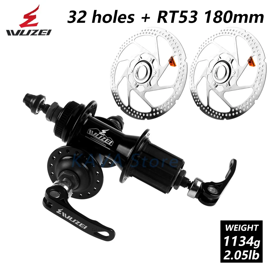 32H and RT53 180mm WUZEI Центральный замок ступицы дискового тормоза горный велосипед ступицы велосипеда M615 32H 36 отверстий 100/135 мм RT30 RT54 RT53 RT81 ротор MTB части - Цвет: 32H and RT53 180mm