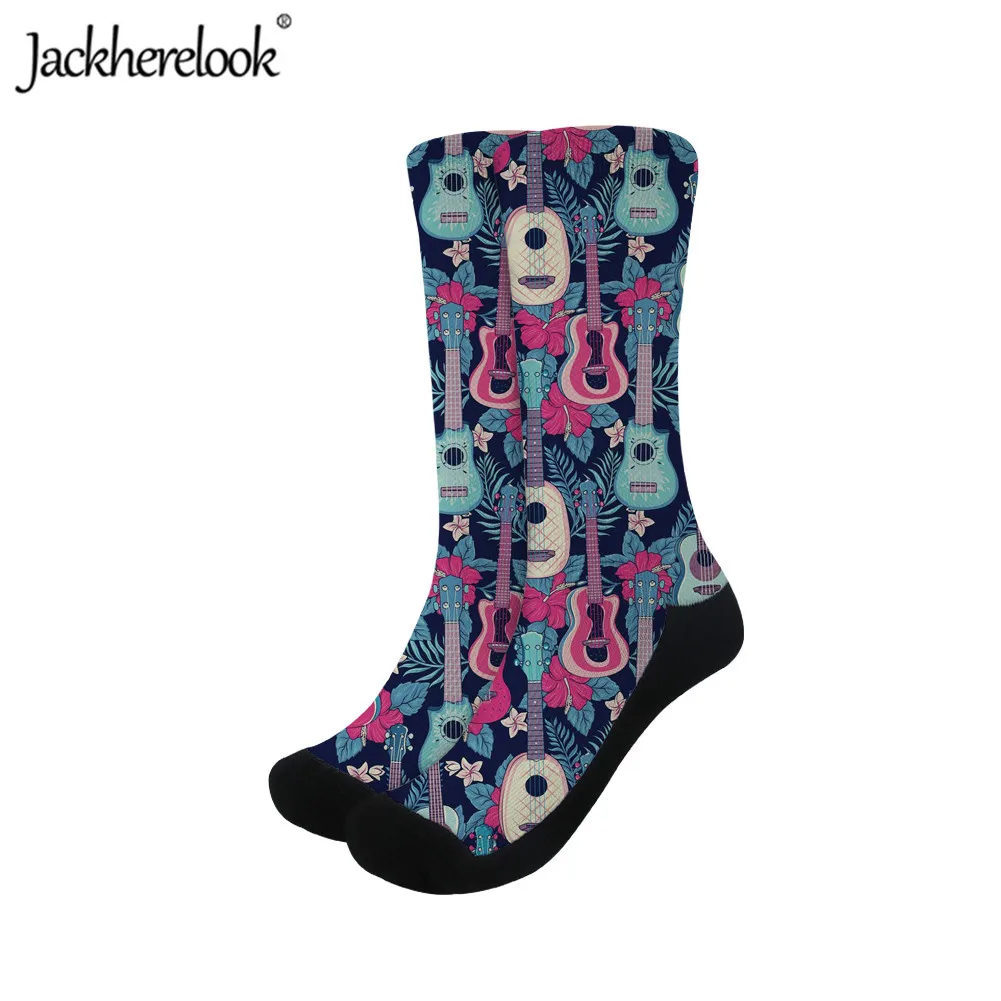 

Jackherelook Women Sportwear Rock Guitar Print Cycling Socks Breathable Elastic Sports Socks for Teenagers Casual Running Socks
