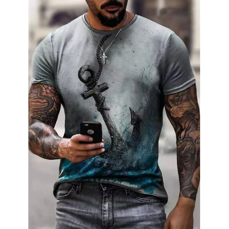 Pervobs Newest Mens Fashion 3D Print Splicing Short Sleeve T-Shirt Crew Neck Basic Causal Tee Shirts Blouse Tops 