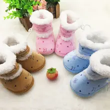 Зимние сапоги из флиса; Теплая обувь детская обувь для мальчиков и девочек; Зимние ботиночки с принтом; Нескользящие Детские ботинки на плоской подошве