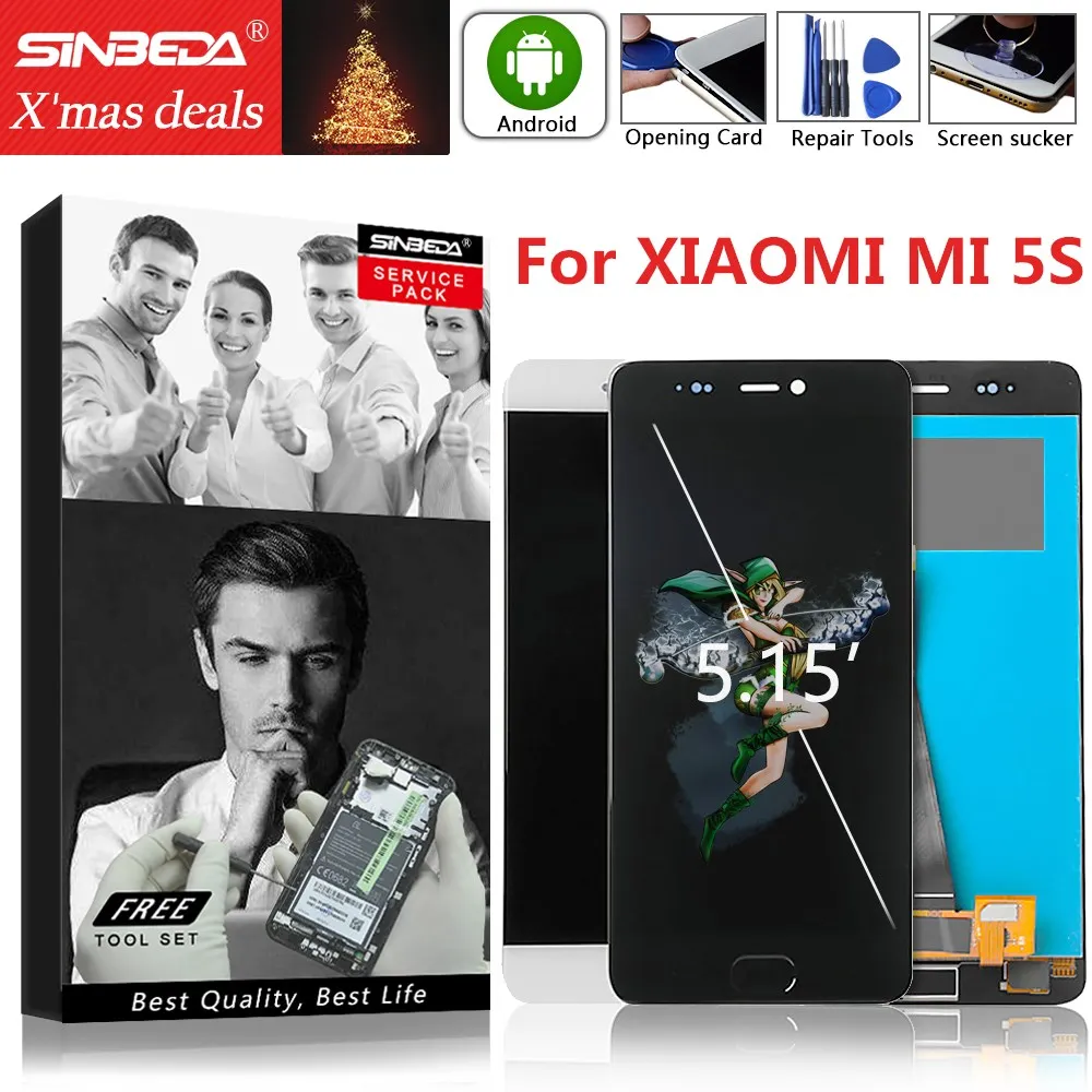 Sinbeda для XIAO mi 5s mi 5s mi 5s ЖК-дисплей с сенсорным экраном с рамкой дигитайзер сборка для Xiao mi 5s дисплей mi 5s ЖК-экран