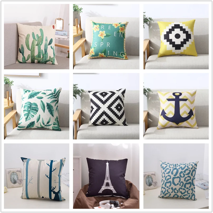 

Decorative Throw Pillow Covers 18 x 18 Inches Simple Geometric Style Cushion Cover Case Pillow Custom Zippered Square Pillowcase