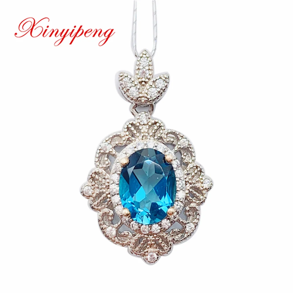 

Xin Yipeng Gem Jewelry Real S925 Sterling Silver Inlaid Blue Topaz Pendant Fine Anniversary Party Gift For Women Free Shipping