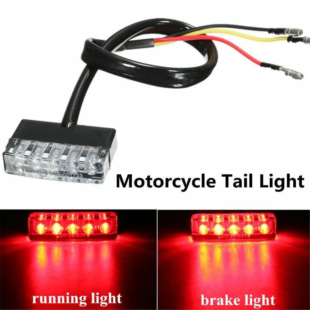 

Motorcycle 12V 5 LED Tail Light Bike Mini Rear Running Stop Brake Bright Lamp Moto LED Tail Light