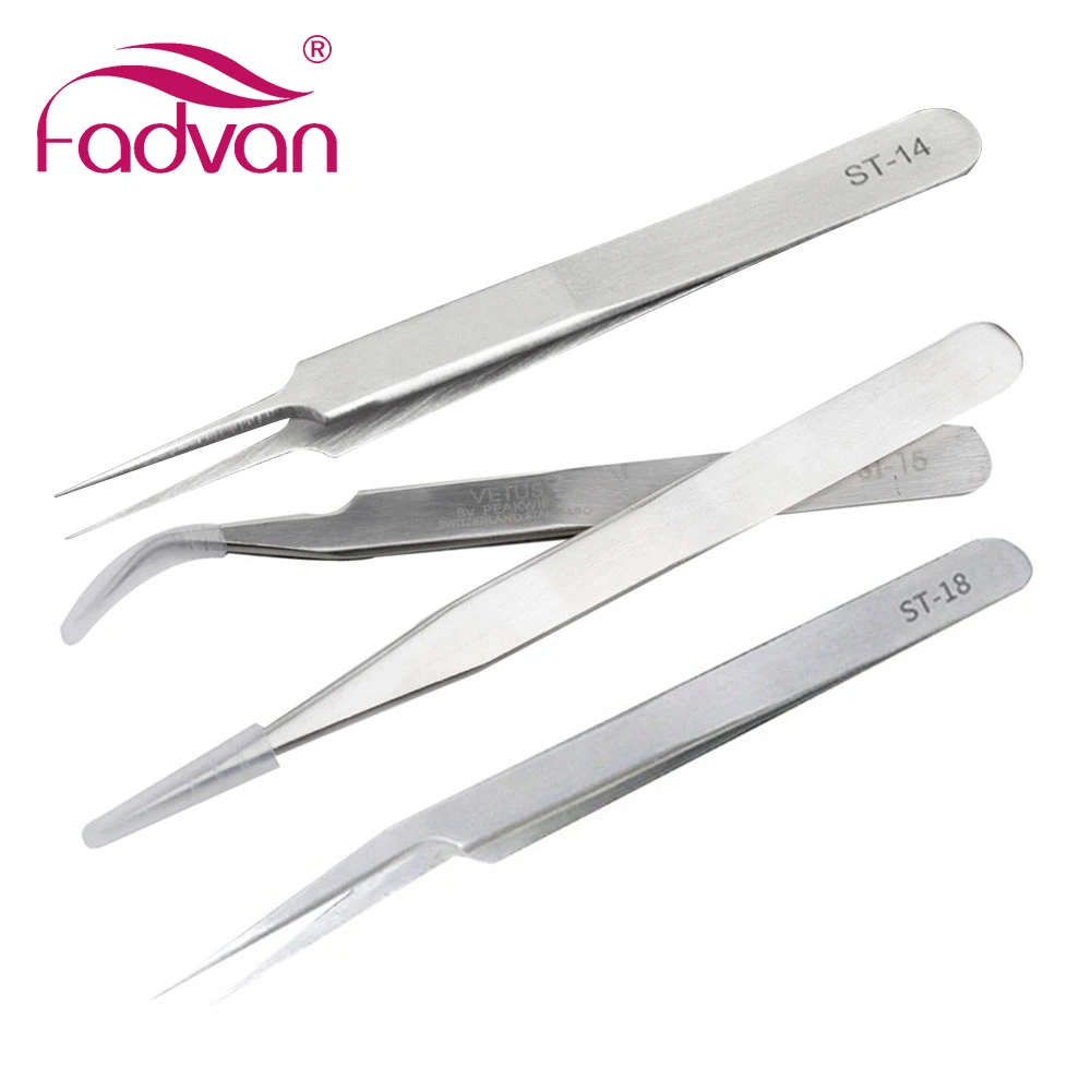1Pcs VETUE Lash Tweezer False Eyelash Straight/Curved Metal Steel Tweezers for Fake Eyelashes Extension Styling Tool |