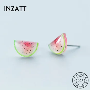 

INZATT Real 925 Sterling Silver Fruit Acrylic Stud Earrings For Fashion Woman Party Fine Jewelry Cute Accessories Gift