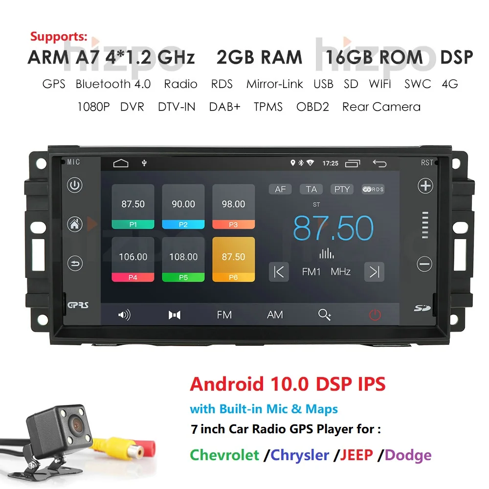 7 &quotAndroid 10 0 автомобильный NODVD плеер gps навигация радио для Jeep Grand Cherokee Dodge Chrysler