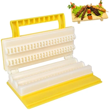 

2019 Double Row Barbecue Kebab Easy Quick Skewer Meat BBQ Tools Kit Double Row Barbecue Stringer Outdoor Family Garden Supplies