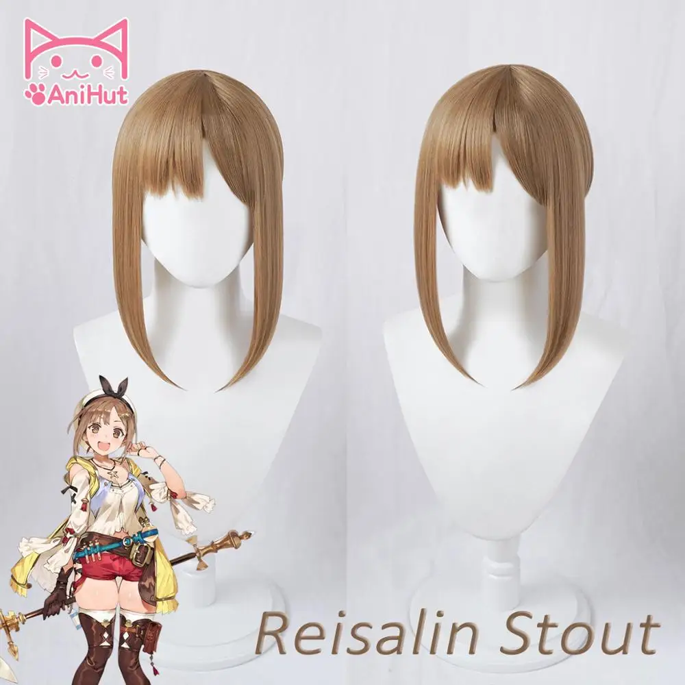 [Anihut】reisalin Stout Ryza Wig Game lier Ryza: Ever Darkness &amp секретное укрытие косплей волосы Reisalin Cosplay |