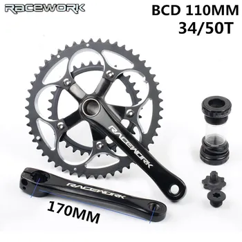 

RACEWORK Road crankset 170MM 110 BCD chainring Crown 34T 50T aluminum alloy steel with floor bracket