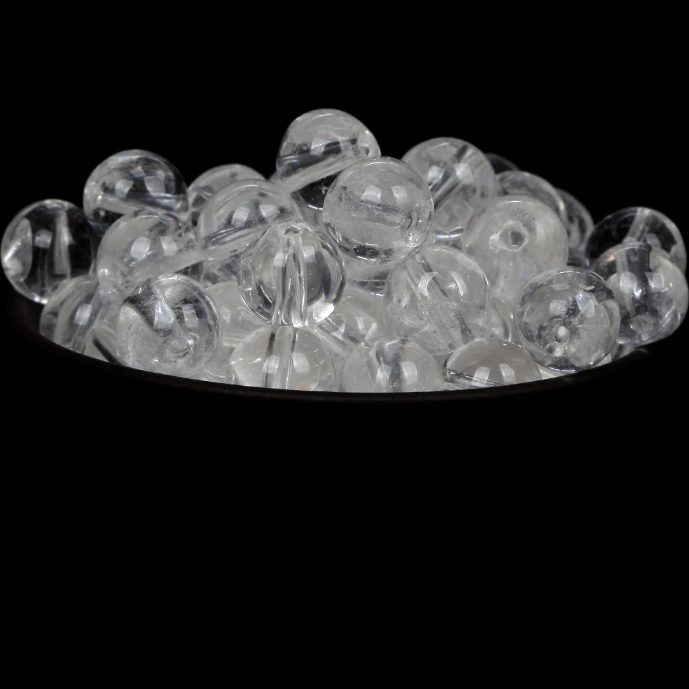 Natural White Clear Quartz Crystal Round Beads for Jewelry Making - Various Sizes