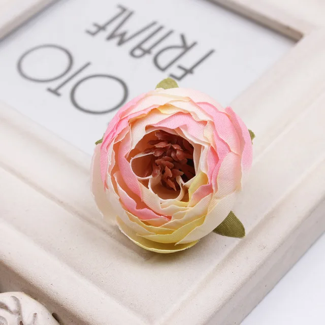 100 шт искусственная чайная роза бутон маленькие пионы и камелии Флорес Цветочная головка для свадебного шара украшения для самодельного изготовления подарки поддельные цветы - Цвет: C