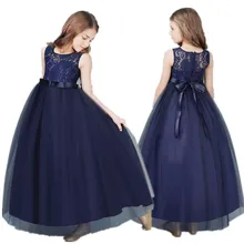 Платье с цветочным узором для девочек 5, 8, 10, 12, 14 лет, детское длинное белое кружевное платье для рождественской вечеринки, нарядное детское платье на выпускной, одежда для девочек-подростков