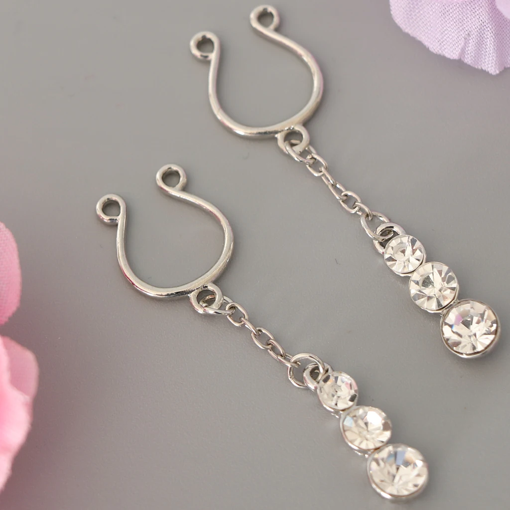 2Pcs Adjustable Non Pierced Clip on Tassel Fake Nipple Rings Body Jewellery Piercing piercing jewelry body piercing jewelry body jewelry