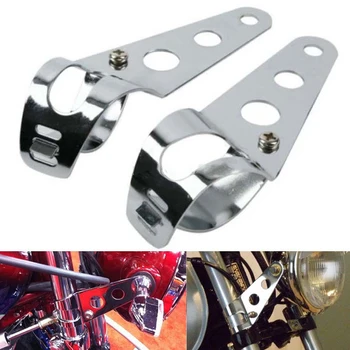 

New 1 Pair Of Steel Fork Ear/Headlight Side Mounting Bracket For Motorcycle Universal Motorcycle Chopper (38-51Mm)