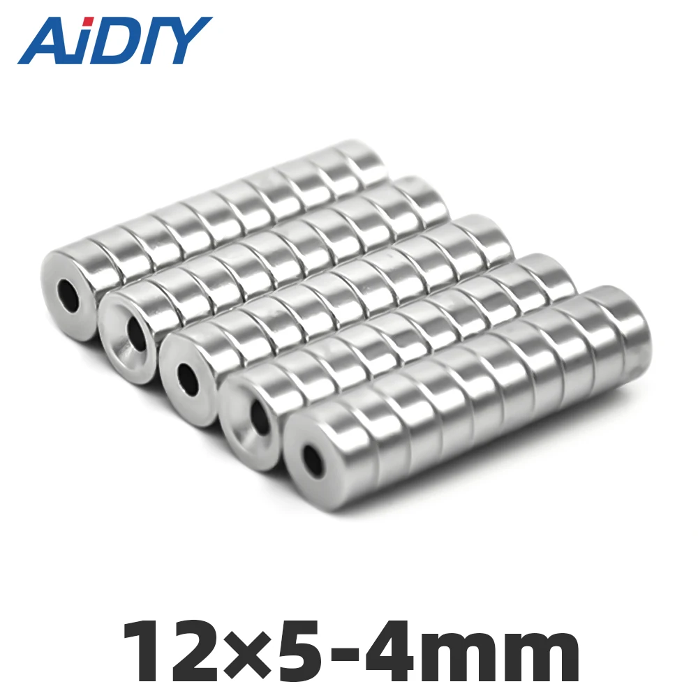 

AI DIY 20/50/100 pcs 12x5mm Hole 4mm Super strong round countersunk Rare Earth magnets permanent neodymium magnet 12*5-4