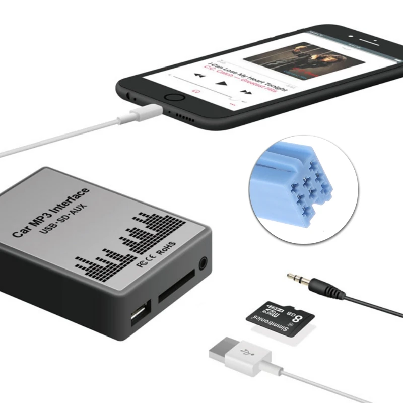 USB SD AUX Автомобильный MP3 музыкальный интерфейс Автомобильный плеер адаптер CD машина изменения для peugeot 106 206 RD3 Citroen C3 C4 C5 8PIN YHQ