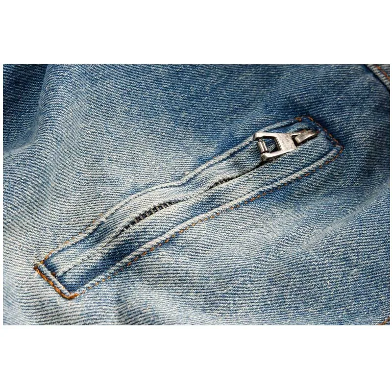 Thick Denim Jeans Cowboy Coats M XL Winter Wool Warm Men Single Breasted Fleece denim Jackets Man Slim Fit Fur Collar#NZ56789KG