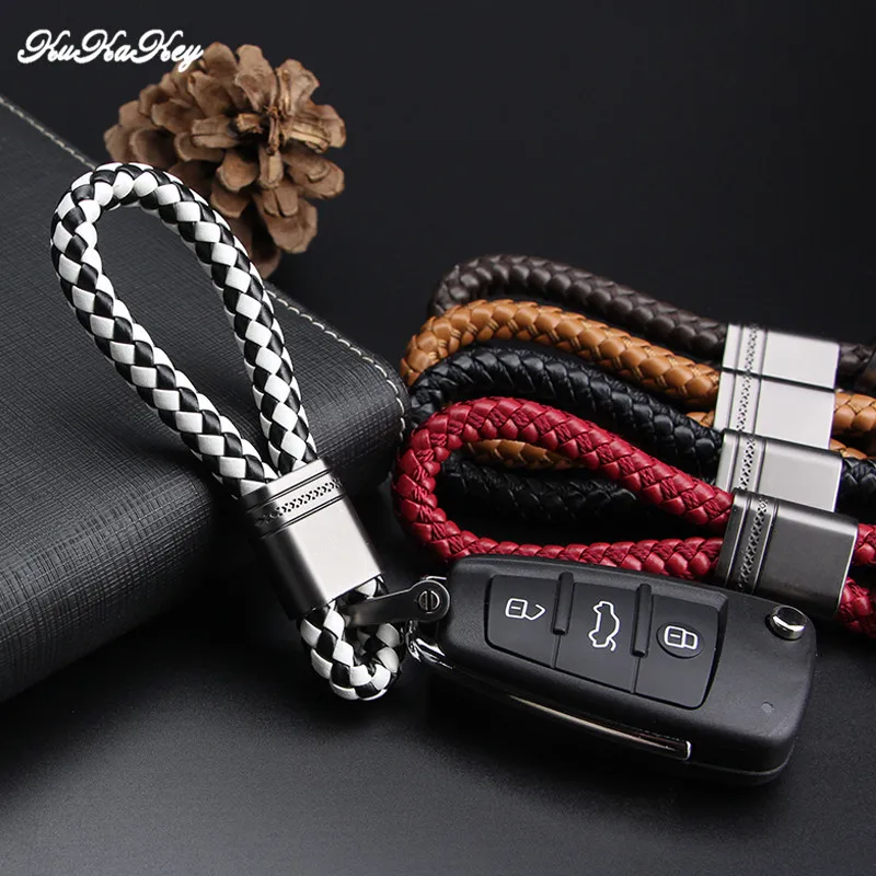 Hand Woven Keychain Gun Gray Metal Key Rings Chains For Mercedes Benz For  Skoda Megane Abarth Car Keyring For Toyota Auto Parts