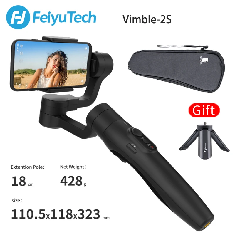 FeiyuTech Vimble 2/Vlog pocket Stabilizer 3-Axis Handheld Smartphone Gimbal Extension Pole Tripod f